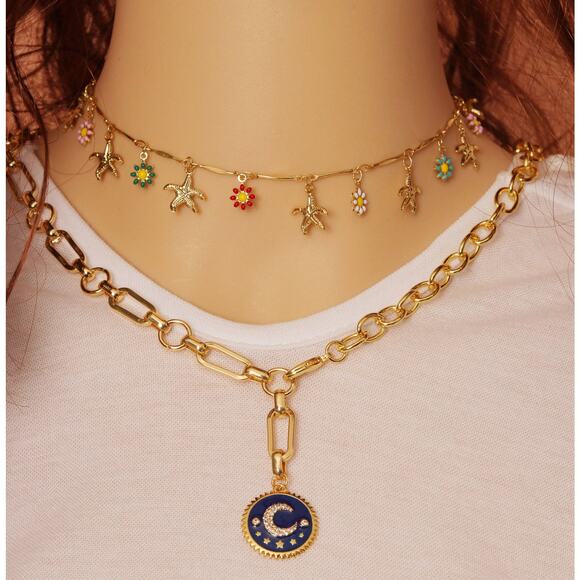 Interwoven Jewelry - 21 inch gold plated charm necklace